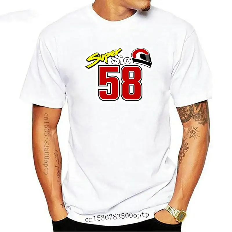 

New Marco Simoncelli 58 Super Sic T-shirt For Men Dropshipping Summer Short Sleeve Cotton Plus Size Custom Team Tee 4XL 5XL 6XL