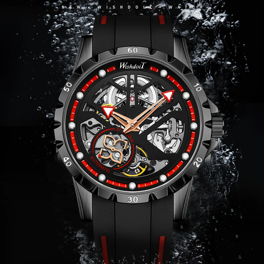 WISHDOIT оригинальные модные мужские часы с турбийоном автоматические машины