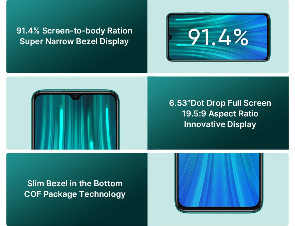 Redmi Note 8 Pro Xiaomi Глобальная версия 6 ГБ 64 ГБ / 128 ГБ Смартфон G90T Octa Core 6,53 ”64-мегапиксельная 4500 мАч NFC Мобильный телефон Android