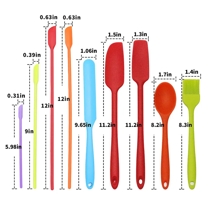 

Mini Thin Silicone Slim Spatulas Gadget Set Small Jar Long Handle Skinny Makeup Spatula Tiny Scraper Tool Baking Accessories