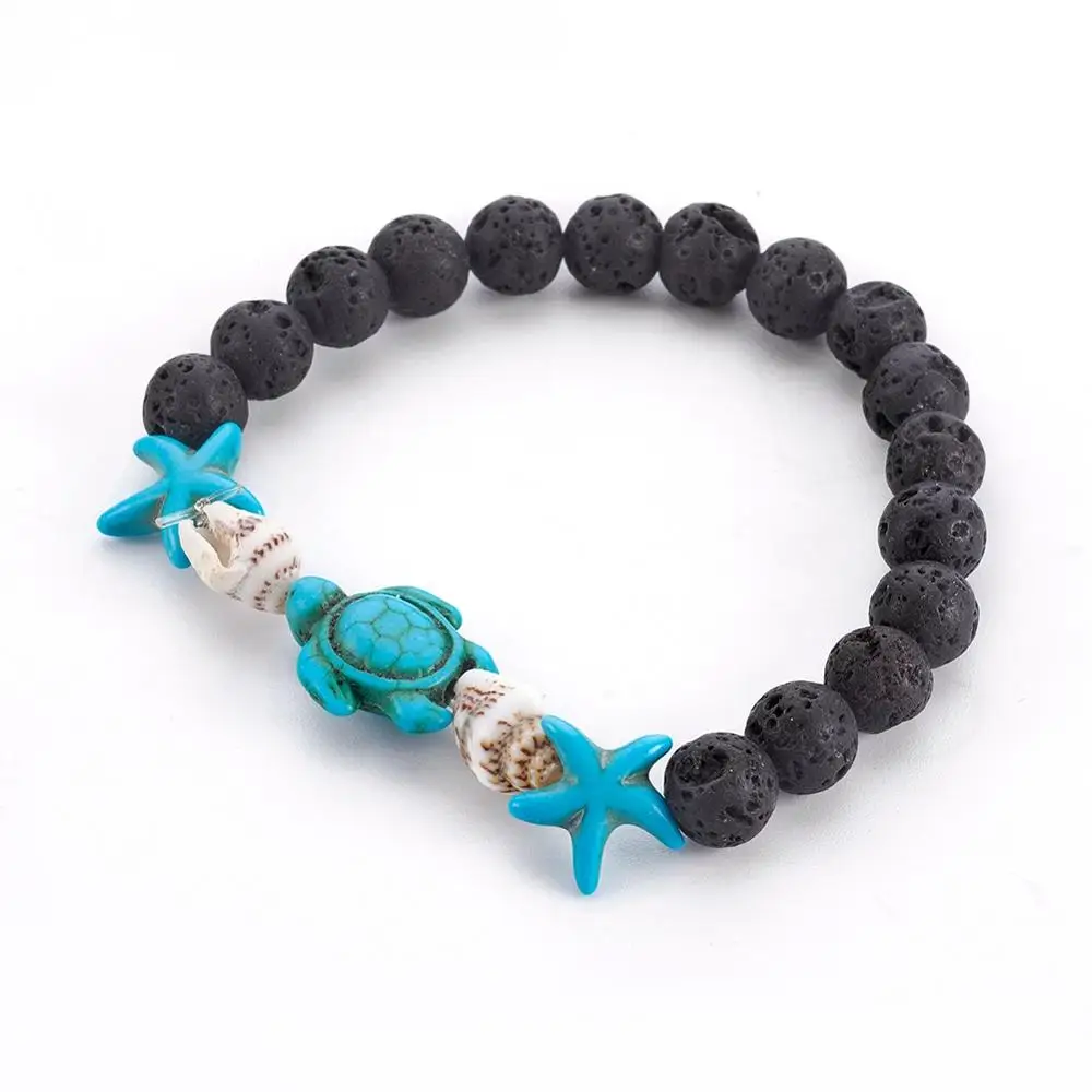 

30pcs Natural Lava Beads Stretch Bracelets Beads and Spiral Shell Beads Decorate Women Girl Gifts
