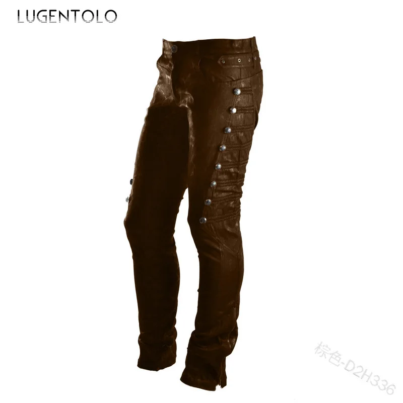

Women's Pants Punk High Waisted Slim Casual Pants Street Rivets Solid Female Fashion Pencil Pants Plus Size 5XL Lugentolo