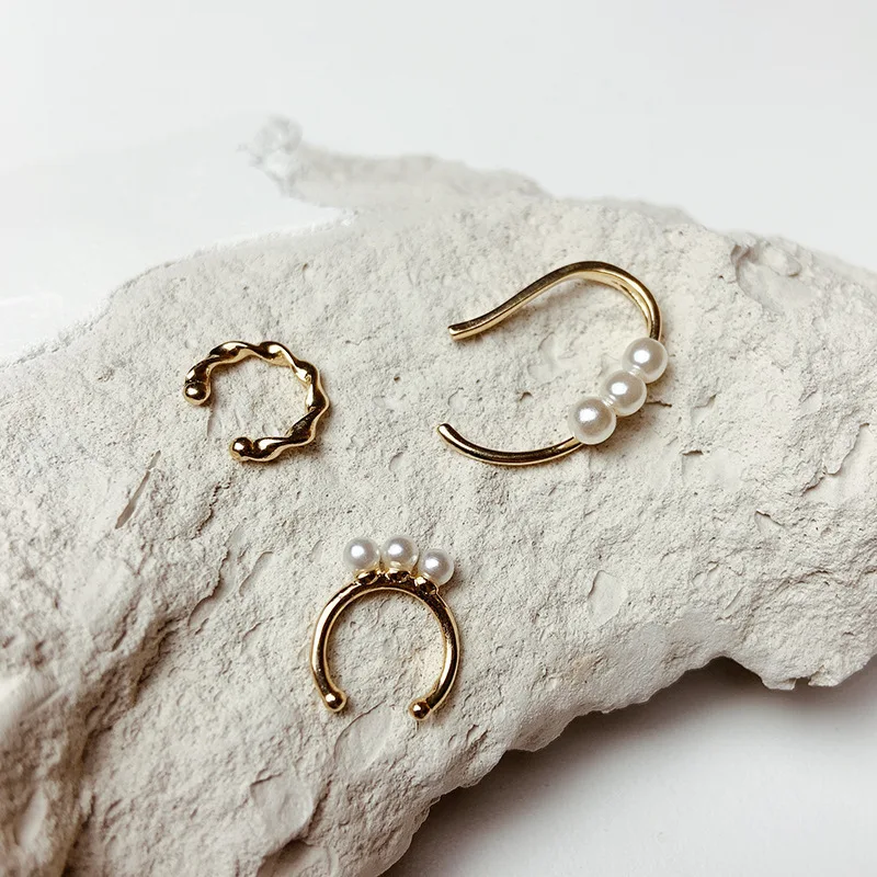 3 шт./компл. набор жемчужных ушных манжет u образный зажим серьги для женщин мужчин
