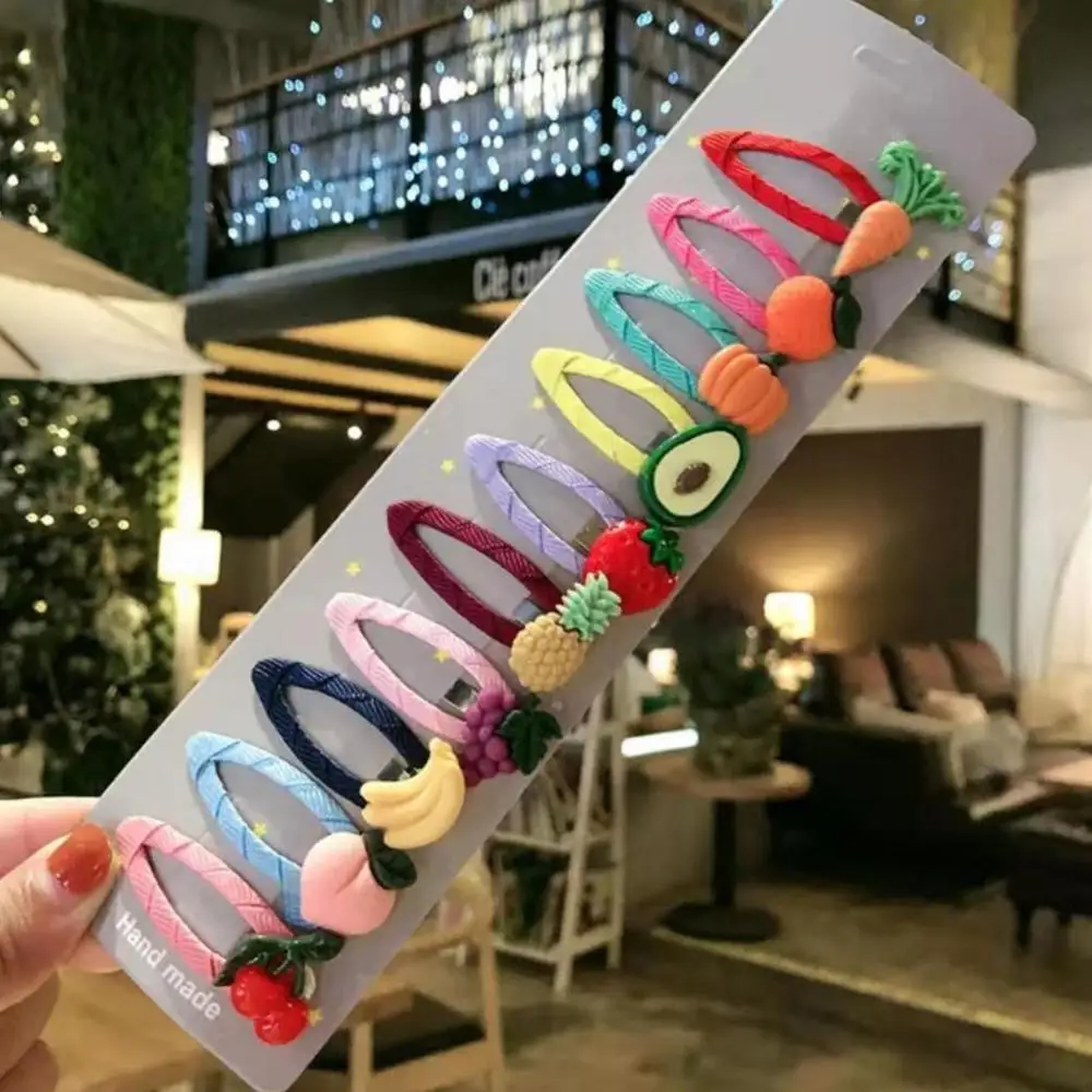 fruit2 10pcs 5/10 шт./компл. милые заячьими ушками детская Заколки для волос Красочные на булавке фрукты цветок звезда заколки Акриловые; милое платье для маленьких девочек; аксессуары для волос - Цвет: fruit2 10pcs
