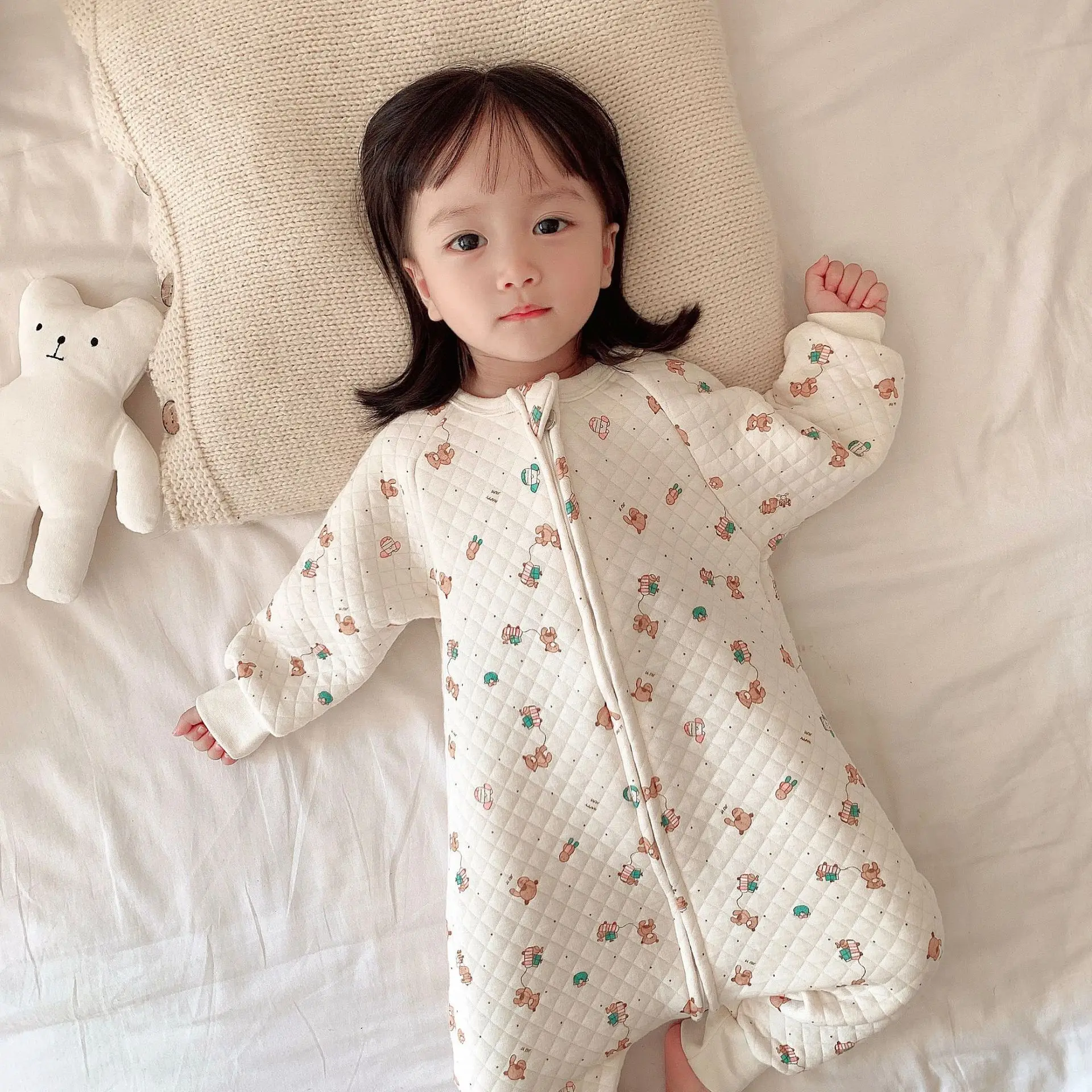 Зимние спальные мешки для малышей теплый комбинезон младенцев хлопковые пижамы
