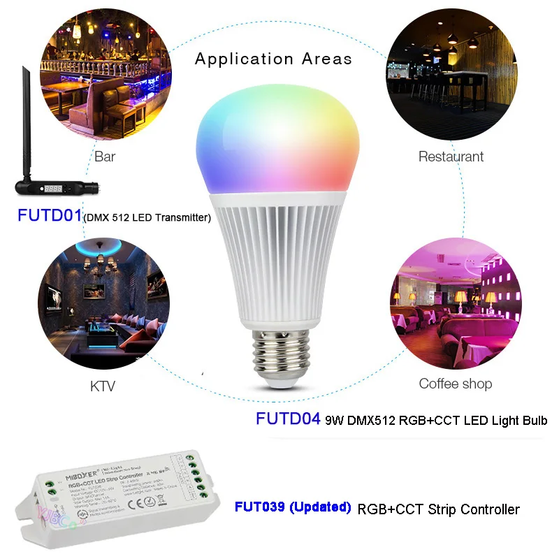 Miboxer DMX512 RGB + CCT E27 9 Вт светодиодный светильник лампа DMX 512 передатчик контроллер
