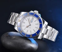 sterile strip nail surface men automatic mechanical watch nh36a movement stainless steel case blue ceramic ring flat mirror