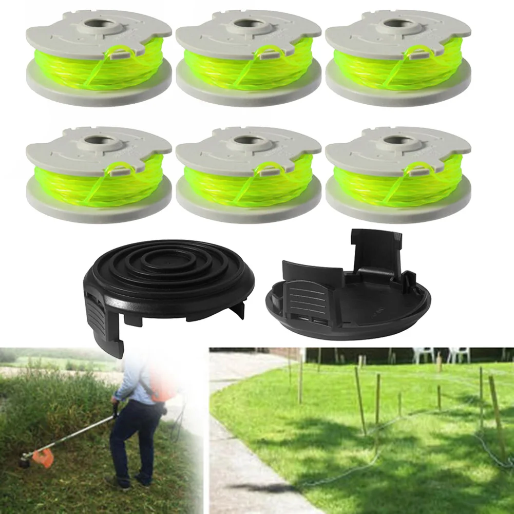 

6 Spool Line 2PCS Cap Cover For WORX WA0014 WG168 WG184 WG190 WG191 String Trimmer Nylon Pliable Flexible ABS Garden Weed Clean