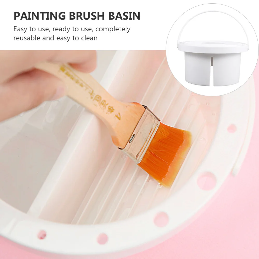 

2pcs Paint Brush Basins Paint Brush Tubs with Brush Holder and Color Tray
