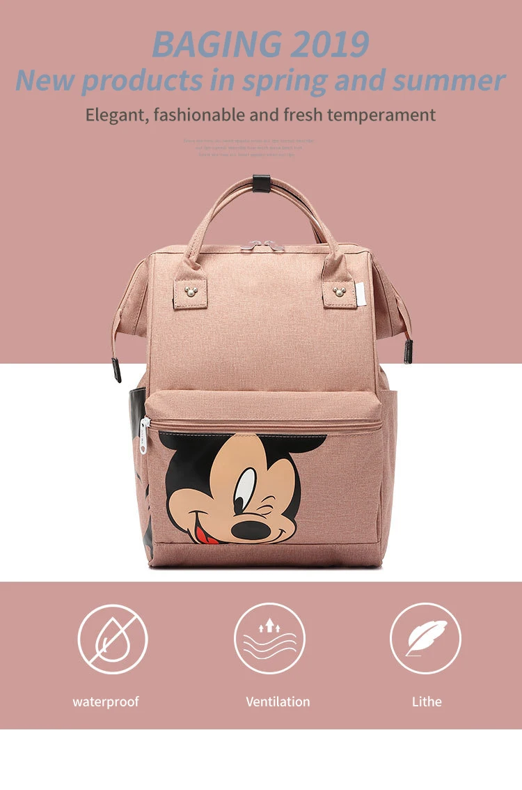 Сумка для подгузников disney, рюкзак, детские сумки для мам, мокрая сумка, модный органайзер для подгузников для мам, органайзер для подгузников с Микки Маусом, дорожная коляска