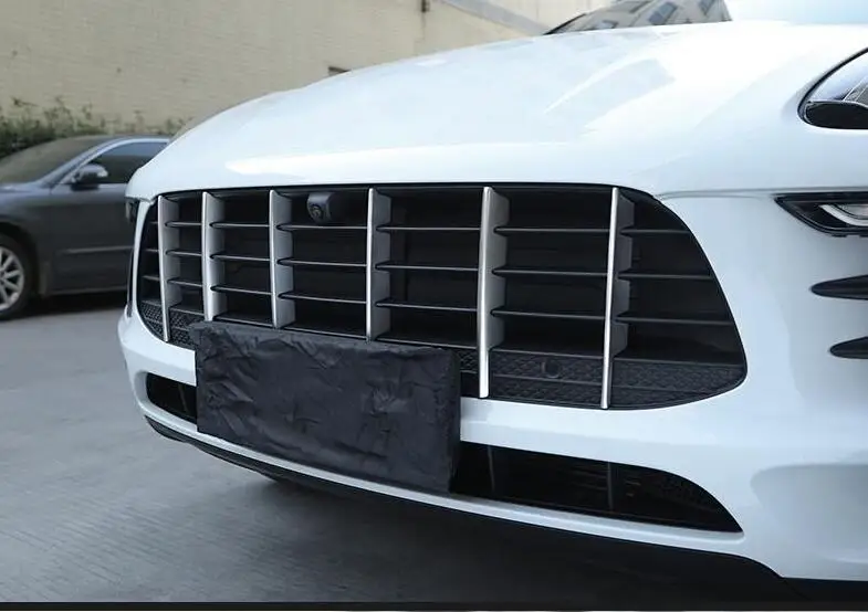 

High quality 6PCS/1Set stainless steel Racing Grills decoration strip For Porsche Macan 2014, 2015, 2016, 2017, 2018