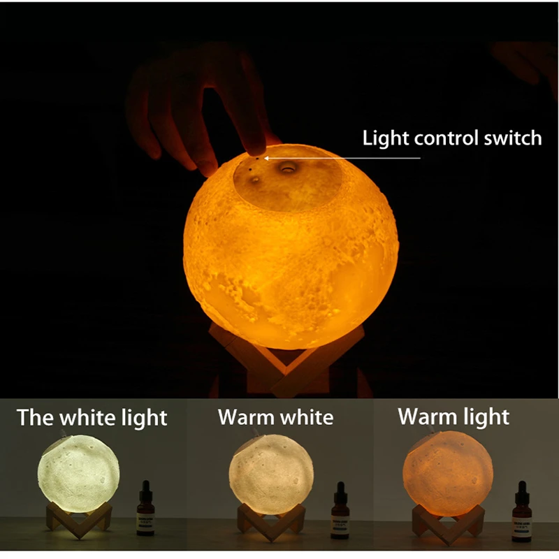 

880ml USB Aroma Diffuser Ultrasonic Essential Oil Air Humidifier Full Moon Lamp Night Light Night Cool Mist Purifier For Office