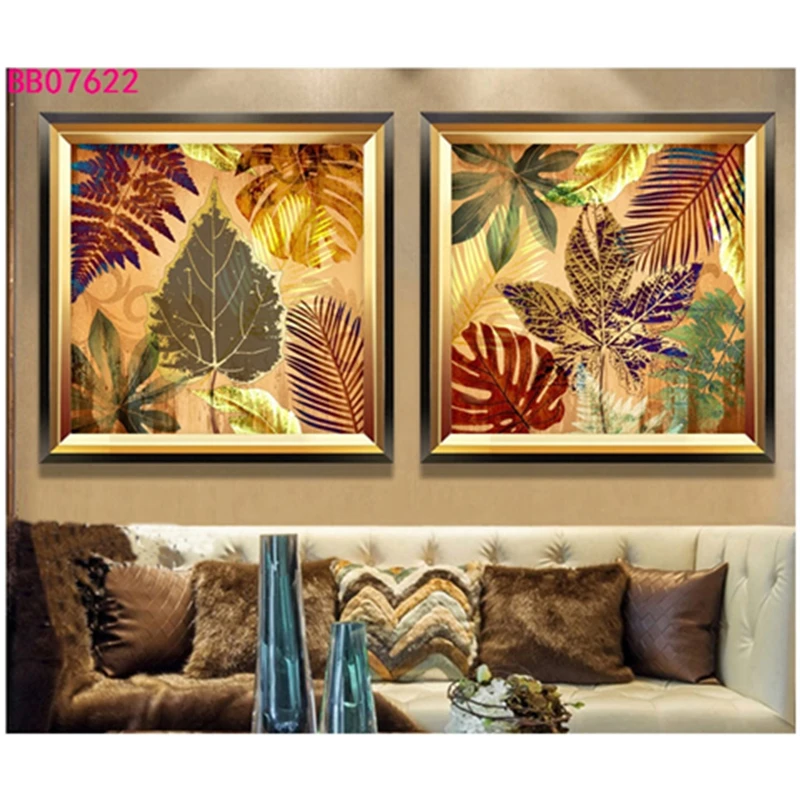 

Modern Abstract Two Pieces Landscape Nordic Sofa Background Wall Decorative Picture Square Oil Painting Canvas Living Room Decor