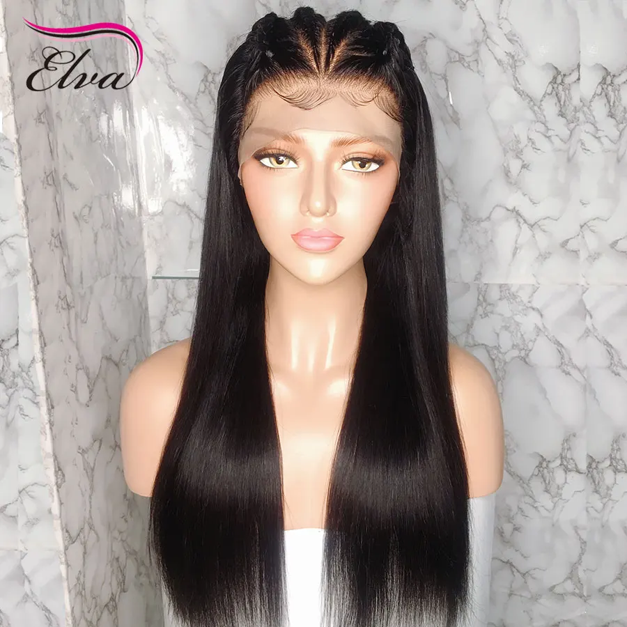 Elva волосы предварительно выщипывают полный кружево человеческие парики с