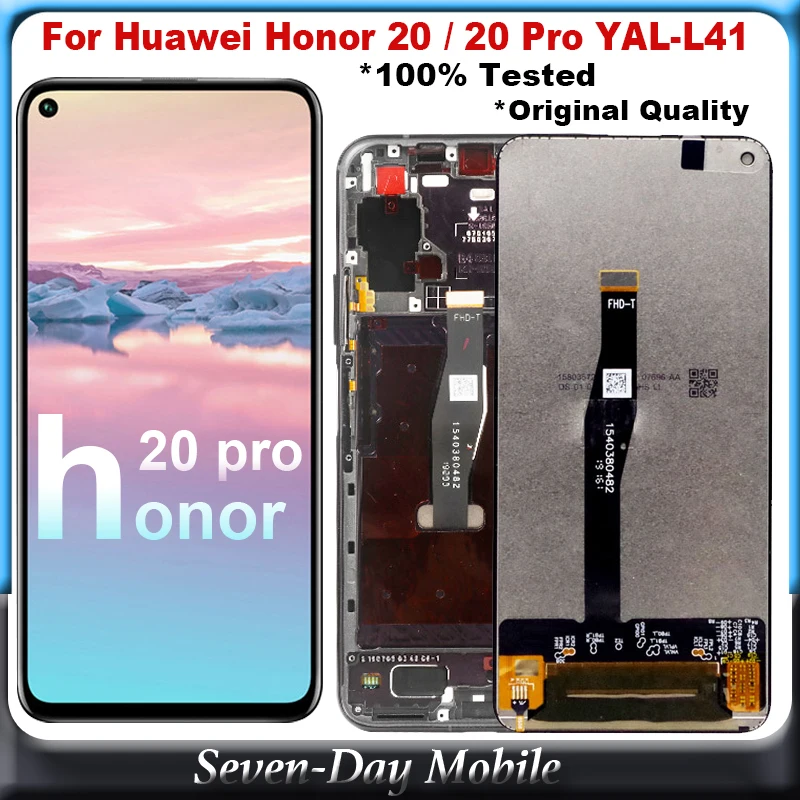 ААА + ЖК дисплей для Huawei Honor 20 pro сенсорный экран AssembluYAL L21 YAL L41 AL10 с рамой