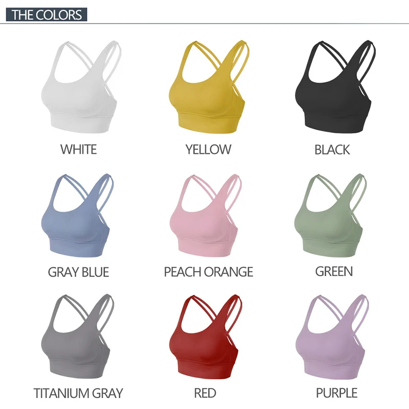

Soft Nude Sports Bra Back Cross Yoga Bra Push Up Shockproof Fitness Gym Bras Crop Tops Women Plain Yoga Workout Active Bras