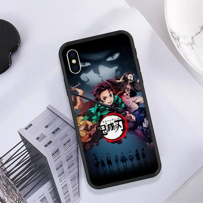 

Demon Slayer Phone Case For IPhone 11 12 Pro Max 6 6s 7 8 Plus XS XR 12mini SE 2020 Black Soft TPU Cover Silicone Coque