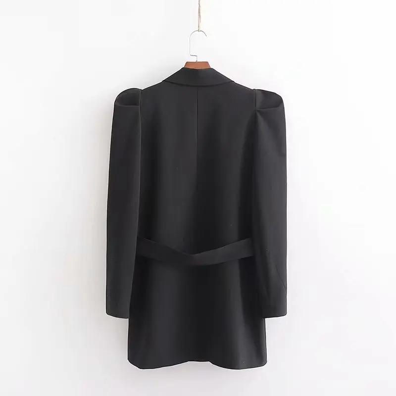 

Luck A Women Autumn Long Sleeve Blazers Jacket Vintage Double Breasted Female Sashes Blazers Office Lady Loose Outwear