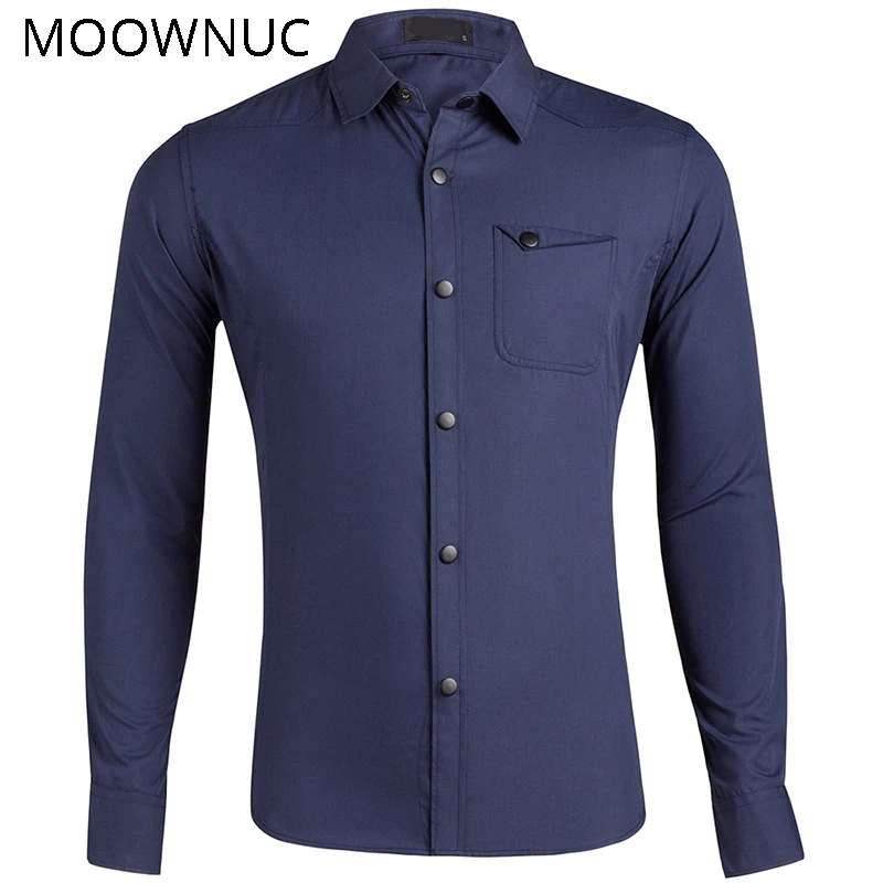 Новинка 2019 модные рубашки мужские Брендовые однотонные повседневные не гладить