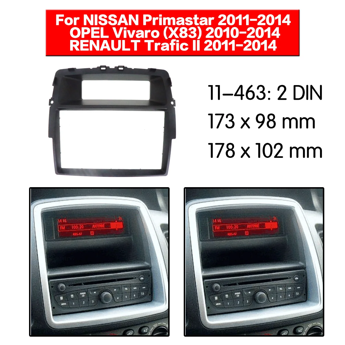 

Car audio CD modified face frame navigation bracket for Nissan Primastar Opel Vivaro Renault Trafic II