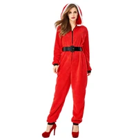 umorden xmas christmas santa claus costume cosplay for women adult hooded jumpsuit onesies fleece