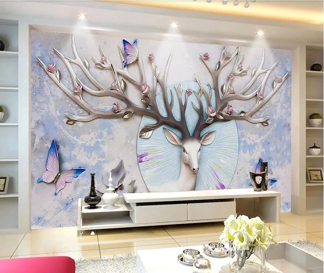 Тисненые обои с изображением оленя Sika роскошная Настенная роспись цветами