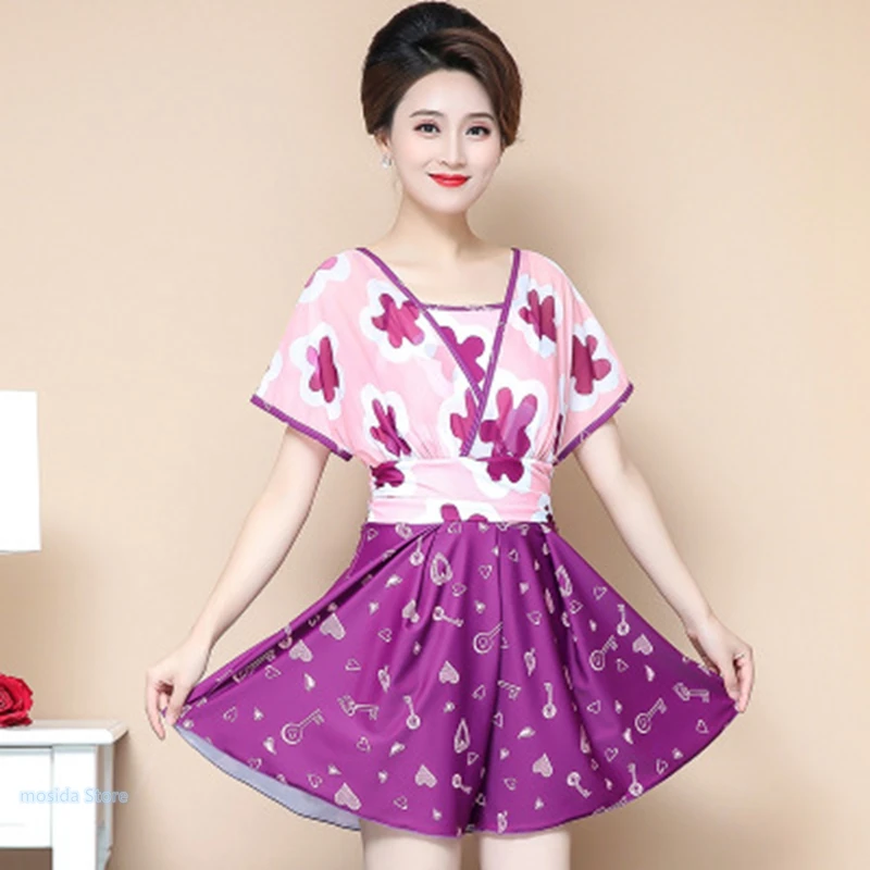 

10pcs 2021 new high port big size mother one-piece swimsuit female conservative hot spring swimsuit