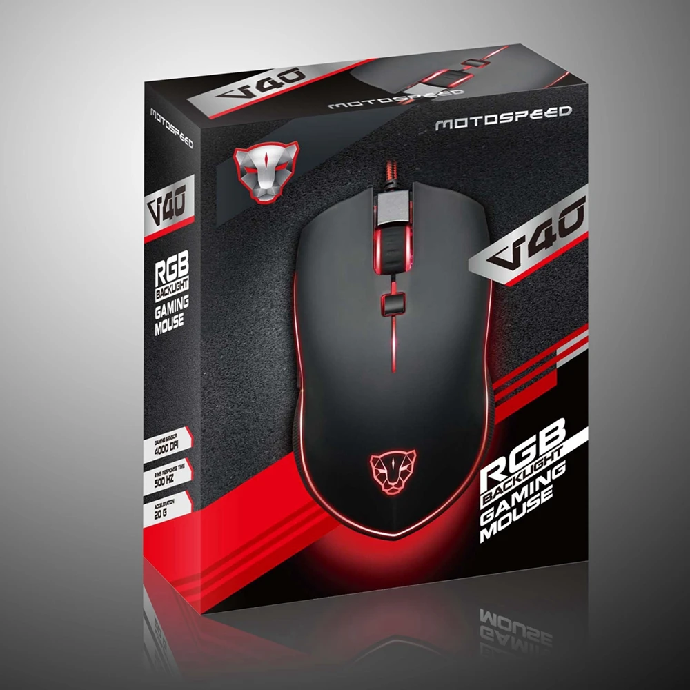 Motospeed V40 USB Проводная мышь 6 кнопок оптическая RGB светодиодный подсветка 4000 dpi