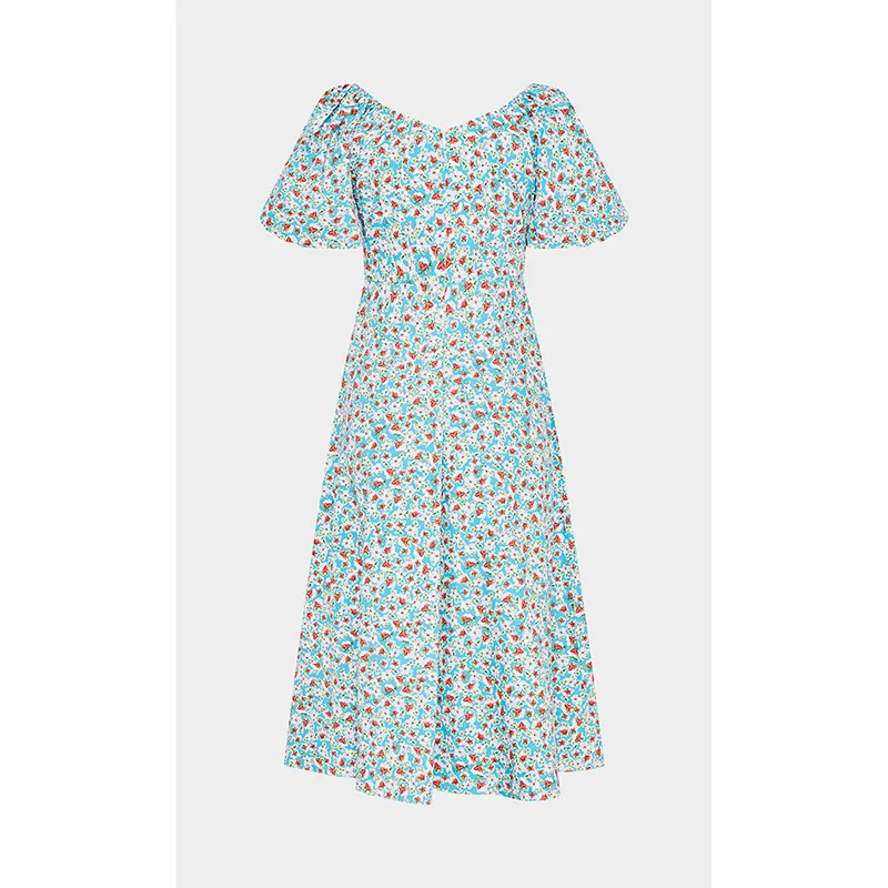 

Summer Dress Female Floral Casual Women's Dresses Folds Woman Beach Dress Short Sleeve Elegant Summer Dresses Ladies 2021