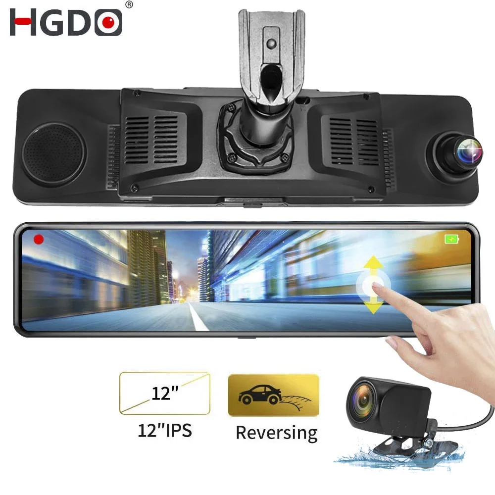 Автомобильный видеорегистратор HGDO12 зеркало заднего вида Android 2020 GPS WiFi 2 + 32 ГБ FHD 8 1