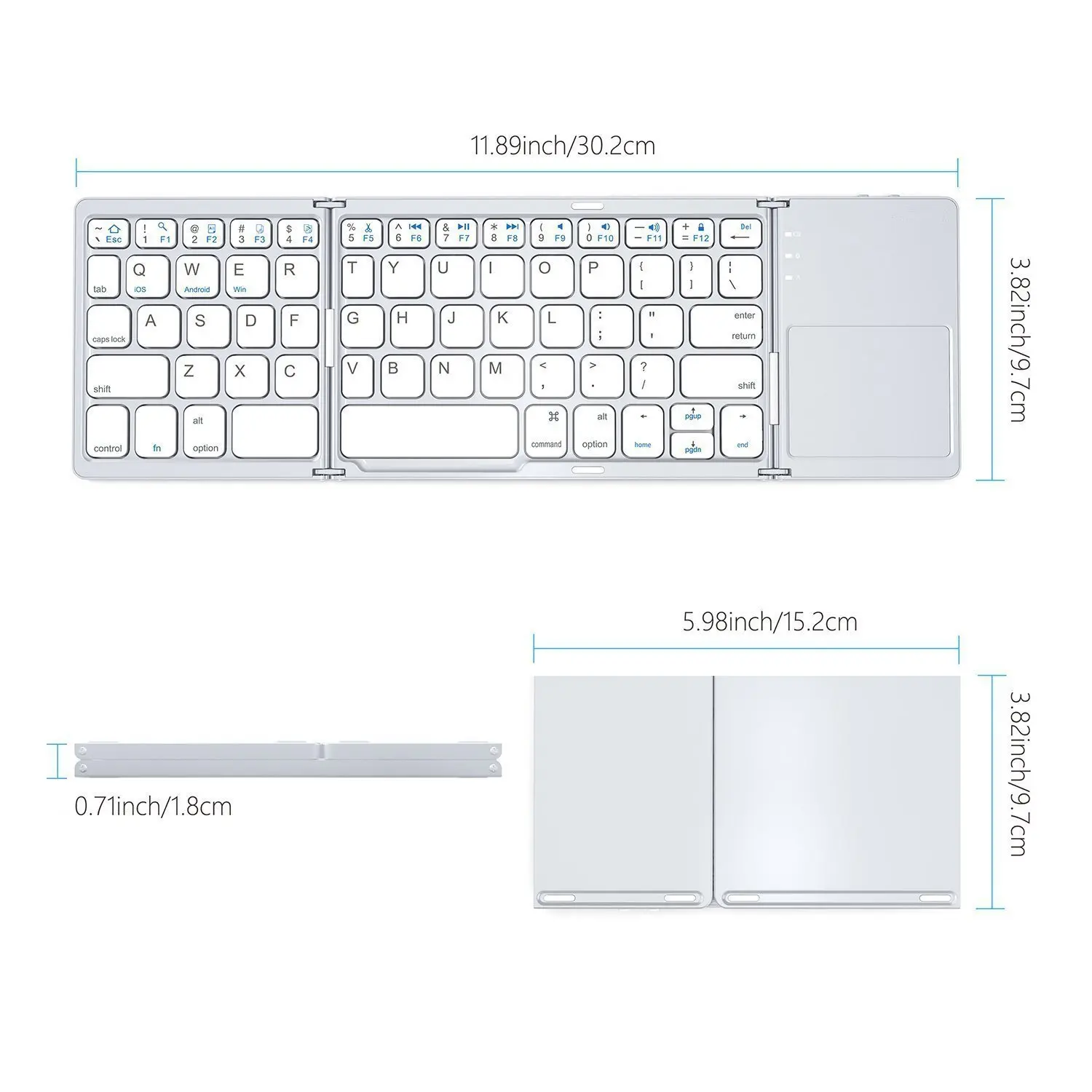 

Russian/Spanish/Arabic B033 Mini Folding keyboard, Wireless Bluetooth Keyboard with Touchpad for Windows, Android, IOS keyboard