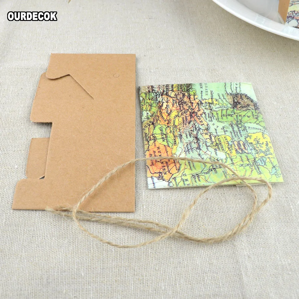 100 шт./лот карта мира Cuboid свадебные бумажные коробки для конфет подарочные со