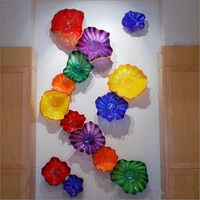 europe style murano glass lamps wall arts luxury flower irregular wave shape wall plates
