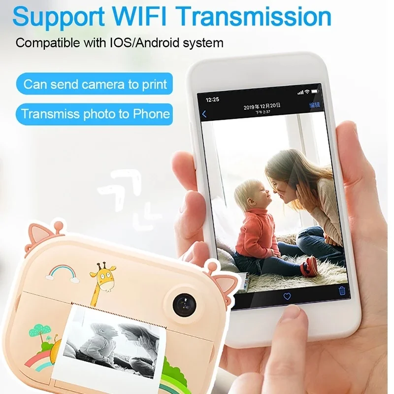 Детская камера Мгновенной Печати HD для детей пленка с термобумагой Wi-Fi игрушки