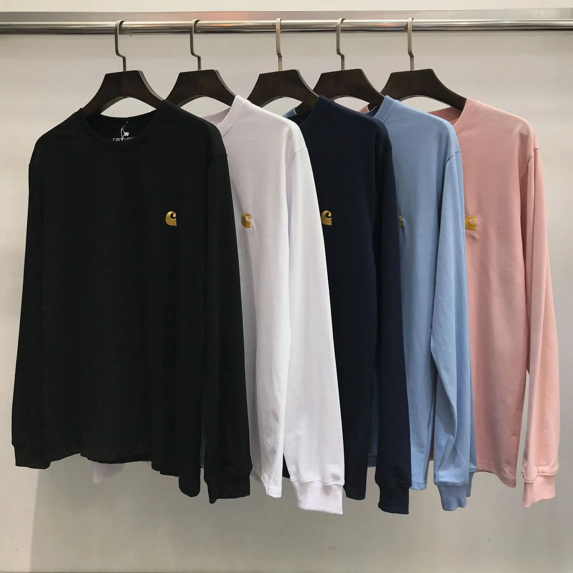 

Новинка Осень 2021, мужской свитер с круглым вырезом, толстовка, женская летняя одежда для работы, стильная тонкая футболка с вышитым логотипо...