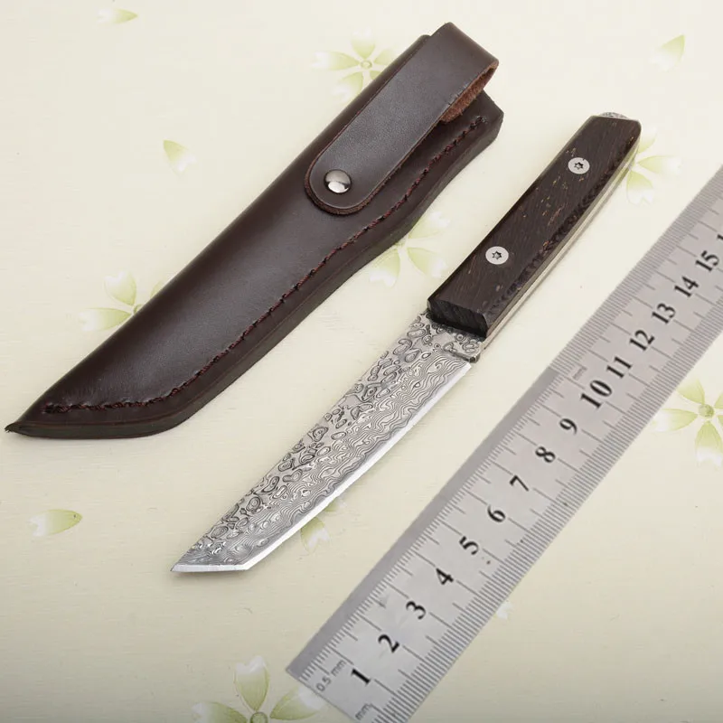 Японский Танг катана дамасская фиксированная искусственная эбеновая кожа