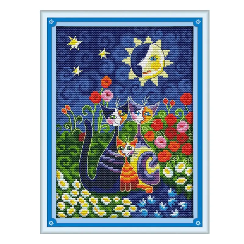 2020 Новые кошки DIY рукоделие Счетный 14CT печатный набор вышивки крестиком для