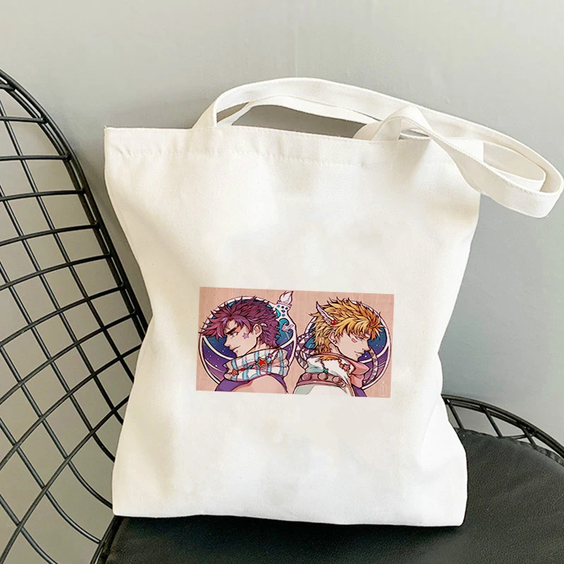 

Jojo Bizarre Adventure Bag Woman Tote Anime Women's Fabric Canvas Shopper Reusable Shopping Designer Handbags Customizable Logo
