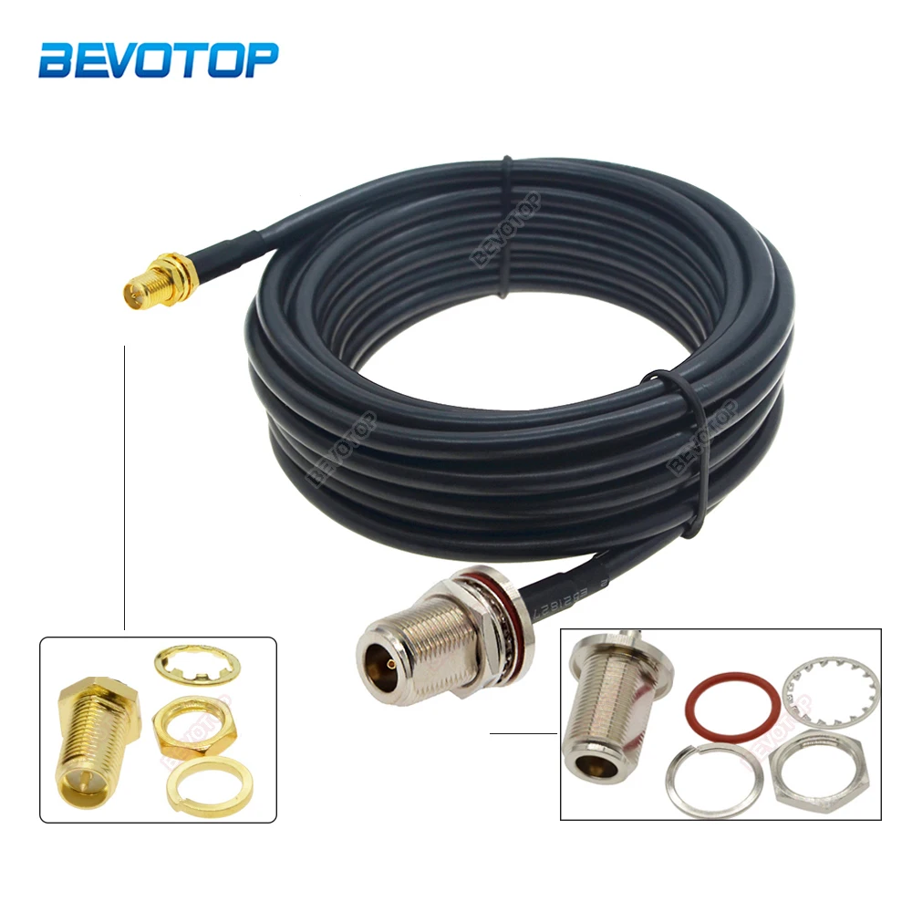 

RG-58 RP SMA Female to Waterproof N Female Jack RG58 50 Ohm Coaxial Cable WiFi Antenna Extension Cable Connector Adapter Pigtail