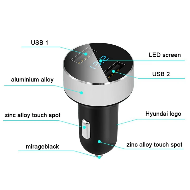 1PCS Type2 Автомобильное зарядное устройство с двумя usb-портами, цифровой дисплей, прикуриватель, 5 В, 3.1A, планшет, gps адаптер, зарядное устройство для iPhone, Xiaomi, автомобильное зарядное устройство - Название цвета: 1PCS Type2