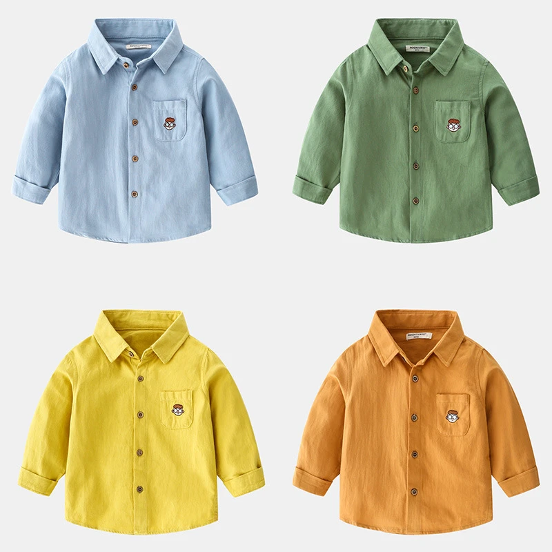 

Baby Boys Shirt 2020 New Korean Style Casual Kids Long Sleeve Shirt Cartoon Cotton Lapel Soft Shirt For Boy 2-7 Y Child Clothes