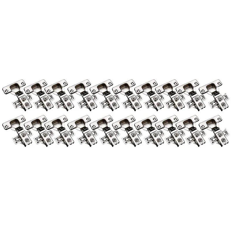 

20 PCS Soft Close Satin Nickel Cabinet Door Hinges for Full Overlay Cupboard, 110 Degree Opening Angle, Concealed