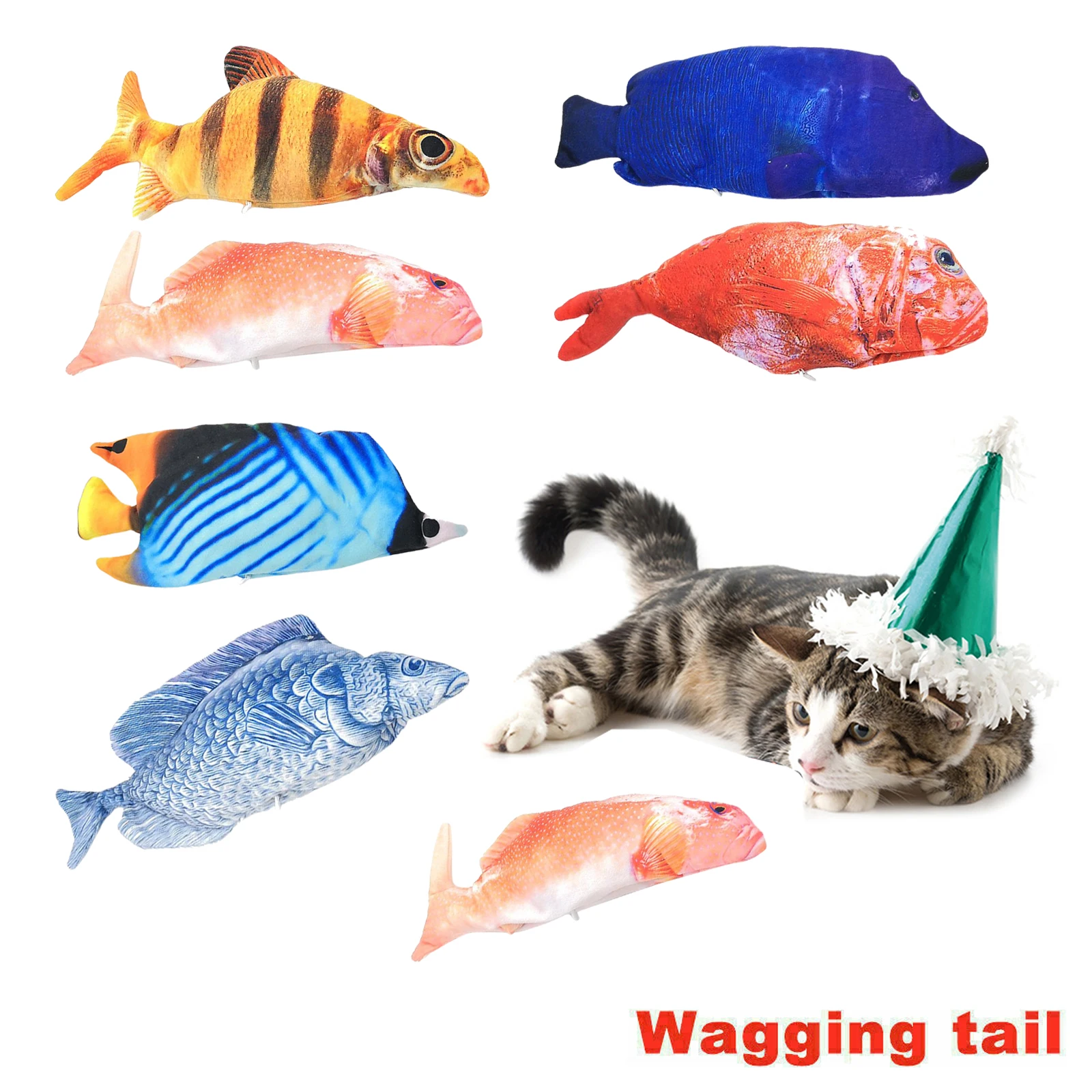 Электронная игрушка для кошки рыбы с музыкой и светильник Электрический