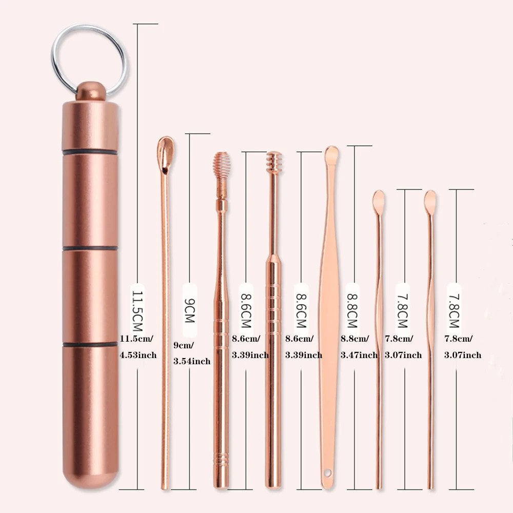 

6 Pcs/set Stainless Steel Spiral Ear Pick Spoon Ear Wax Removal Cleaner Multifunction Portable Ear Pick Ear Care Beauty Tools