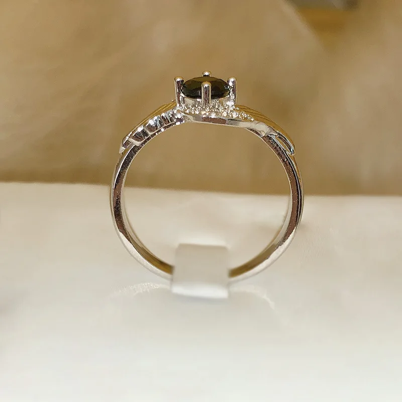 925anillos серебряное черное циркониевое кольцо модное простое женское классическое
