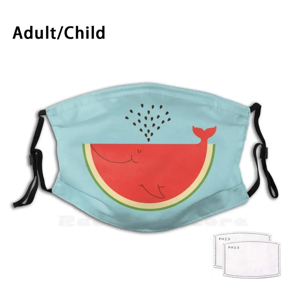 

Watermelon Whale Adult Kids Anti Dust Filter Diy Mask Whale Watermelon Red Fruit Tropical Summer Beach Fish Most Creative Art