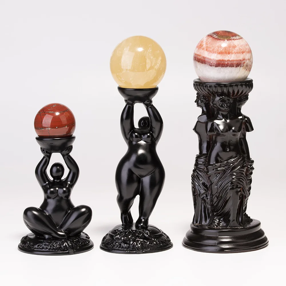 Подставка витрина из смолы тройная богиня для хрустальных шаров подставка