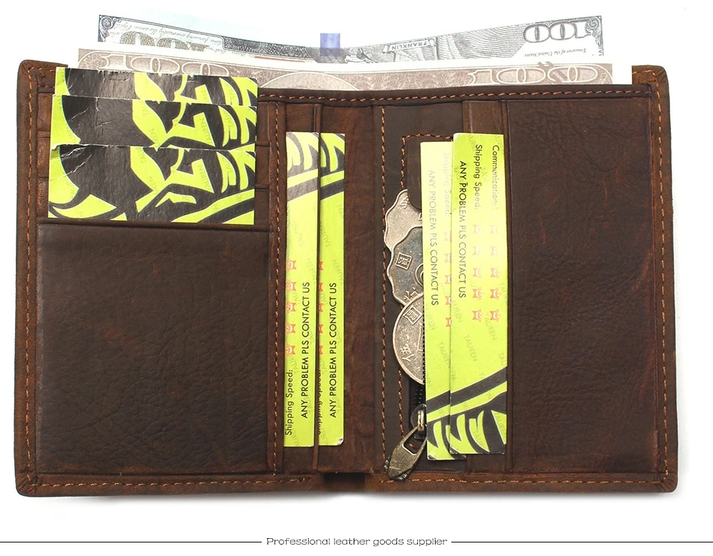 Crazy Horse Leather Men's Top Layer Leather Lattice Wallet Business Real Leather Luxury And Classical Design Mens Small Wallet