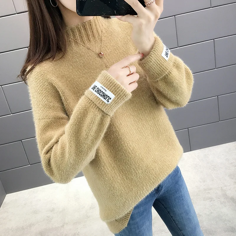 [DARK] осенне-зимний вязаный свитер с высоким воротником в Корейском стиле 2020