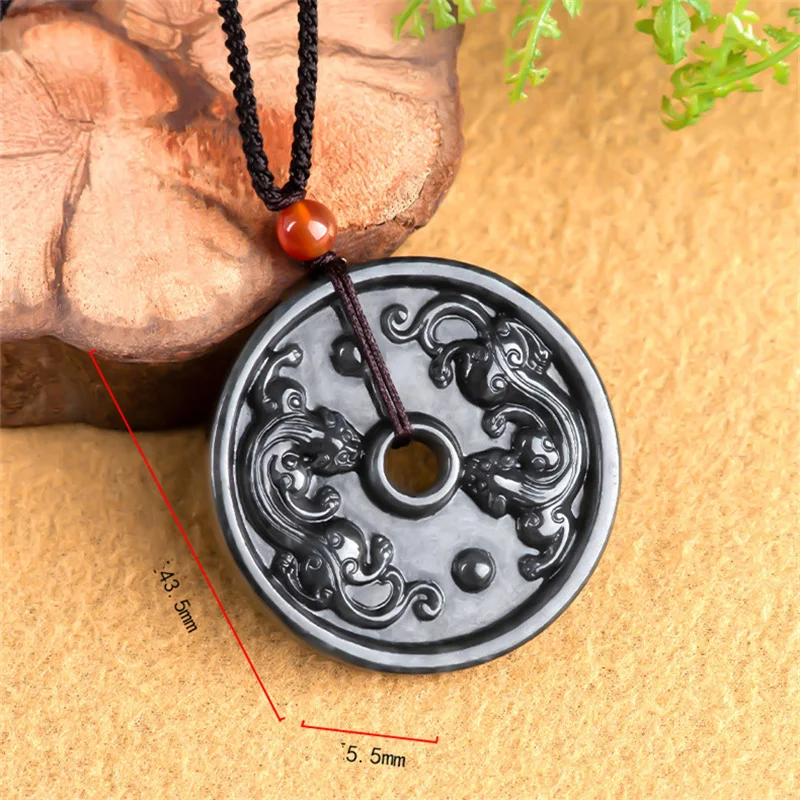 

Лидер продаж, натуральный нефритовый изумруд с ручной резьбой, античная круглая пряжка, ожерелье, кулон, модные ювелирные изделия для мужчин и женщин, подарок на удачу, амулет